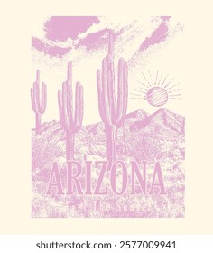 vintage retro desert graphics. westerns wild fashion. graphics design. fashion prints. Arizona Desert illustration. desert poster. summer cowboy cowgirl t shirt design. print design