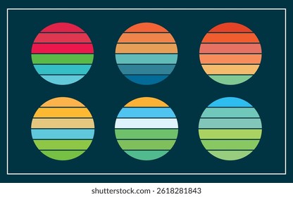Vintage Retro Desert Sunset – 80s Style Graphic Design Element