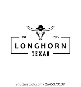 vintage retro design concept with longhorn logo illustration horn symbol from old ranch concept template in west texas