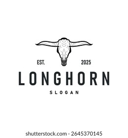 vintage retro design concept with longhorn logo illustration horn symbol from old ranch concept template in west texas