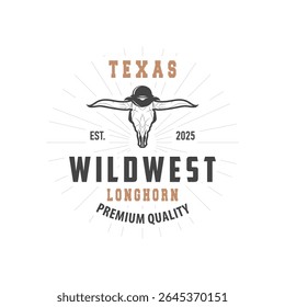 vintage retro design concept with longhorn logo illustration horn symbol from old ranch concept template in west texas
