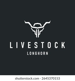 vintage retro design concept with longhorn logo illustration horn symbol from old ranch concept template in west texas