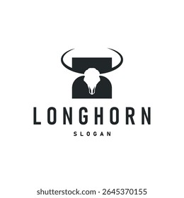 vintage retro design concept with longhorn logo illustration horn symbol from old ranch concept template in west texas