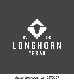 vintage retro design concept with longhorn logo illustration horn symbol from old ranch concept template in west texas