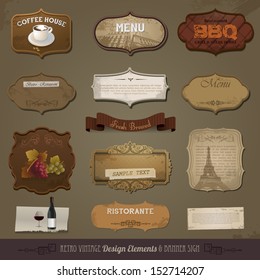 Vintage And Retro Design Elements, old papers, labels eps 10