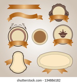 Vintage And Retro Design Elements. Useful design elements: old papers, labels in retro and vintage style. Vector Illustration.