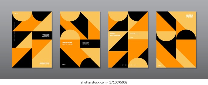 Vintage retro design vector covers set. Swiss style colorful geometric compositions for book covers, posters, flyers, magazines, business annual reports