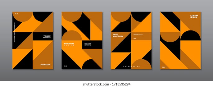 Vintage retro design vector covers set. Swiss style geometric compositions for book covers, posters, flyers, magazines, business annual reports