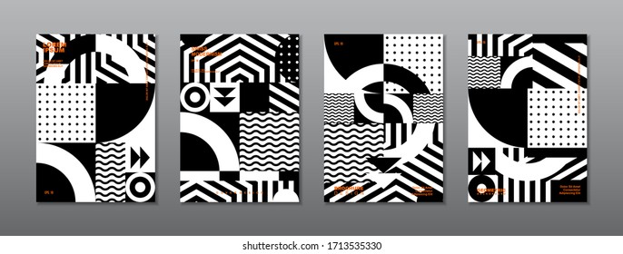 Vintage retro design vector covers set. Swiss style geometric compositions for book covers, posters, flyers, magazines, business annual reports