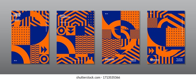 Vintage retro design vector covers set. Swiss style geometric compositions for book covers, posters, flyers, magazines, business annual reports