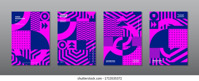 Vintage retro design vector covers set. Swiss style geometric compositions for book covers, posters, flyers, magazines, business annual reports