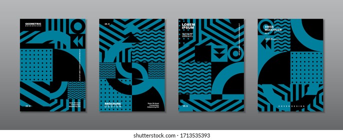 Vintage Retro Design Vektorillustration Deckeln Set. Geometrische Zusammensetzungen nach schweizerischem Muster für Buchumschläge, Plakate, Flyer, Zeitschriften, Geschäftsjahresberichte