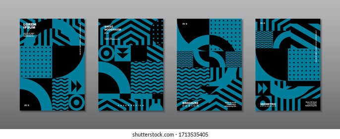 Vintage retro design vector covers set. Swiss style geometric compositions for book covers, posters, flyers, magazines, business annual reports