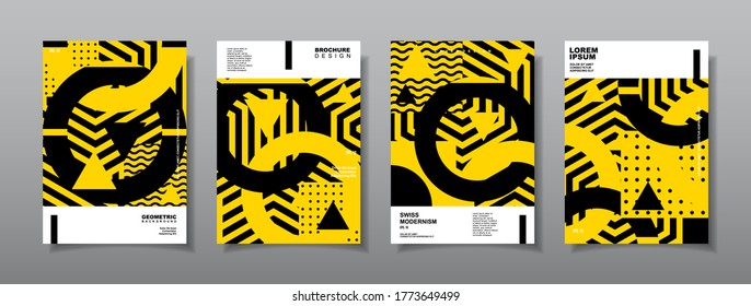 Fundas vectoriales de diseño retro vintage. Composiciones geométricas de estilo suizo para portadas de libros, afiches, folletos, revistas, informes anuales de negocios