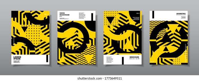 Vintage retro design vector covers set. Swiss style geometric compositions for book covers, posters, flyers, magazines, business annual reports