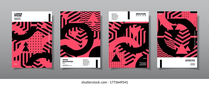 Vintage retro design vector covers set. Swiss style geometric compositions for book covers, posters, flyers, magazines, business annual reports