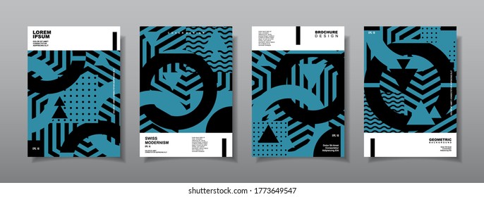 Fundas vectoriales de diseño retro vintage. Composiciones geométricas de estilo suizo para portadas de libros, afiches, folletos, revistas, informes anuales de negocios