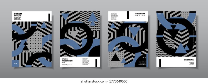 Fundas vectoriales de diseño retro vintage. Composiciones geométricas de estilo suizo para portadas de libros, afiches, folletos, revistas, informes anuales de negocios