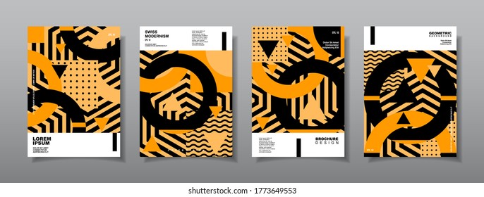 Fundas vectoriales de diseño retro vintage. Composiciones geométricas de estilo suizo para portadas de libros, afiches, folletos, revistas, informes anuales de negocios