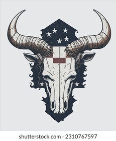 Vintage Retro Distressed American Flag Canine Skull Badge Design: A Unique Blend of Patriotism and Edge