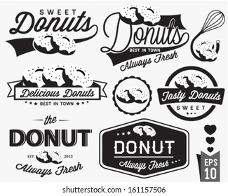 Vintage Retro Donut Badges And Labels