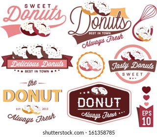 Vintage Retro Donuts Badges and Labels