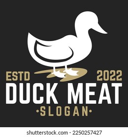 Vintage Retro Duck Meat Shop logo flat design logo illustration. vector logo template isolated on black background