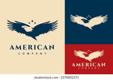 Vintage Retro Eagle Hawk Falcon Bird Badge Emblem Logo Design Vector Illustration Symbol of American freedom