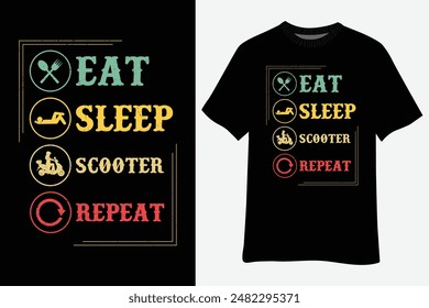 Vintage Retro Eat Sleep Scooter Repeat T-Shirt Design