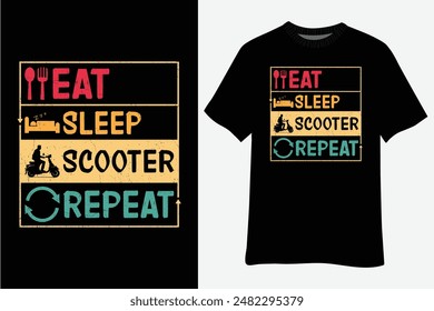 Vintage Retro Eat Sleep Scooter Repeat T-Shirt Design