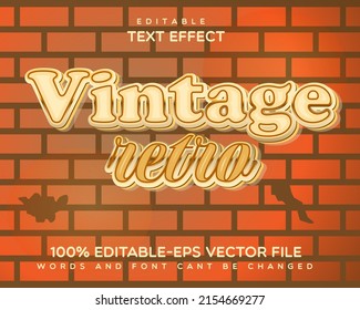 vintage retro editable text effect with wall background