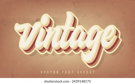 Vintage or retro editable text effect or typography illustration with grunge texture. Vintage text effect 3d rendering for social media business. Retro text mockup with dirty torn paper background.