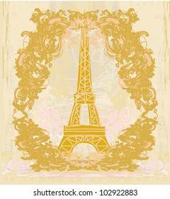 vintage retro Eiffel card
