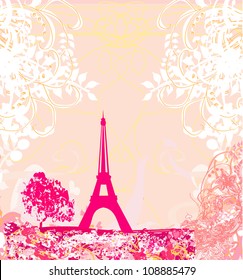  vintage retro Eiffel card