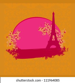  vintage retro Eiffel card