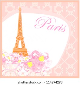  vintage retro Eiffel card