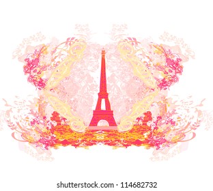  vintage retro Eiffel card