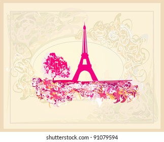 vintage retro Eiffel card