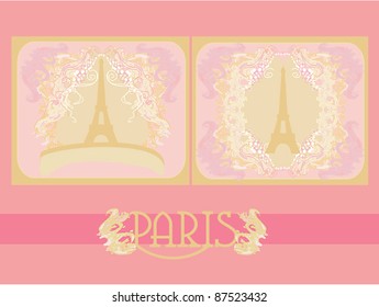 vintage retro Eiffel card set