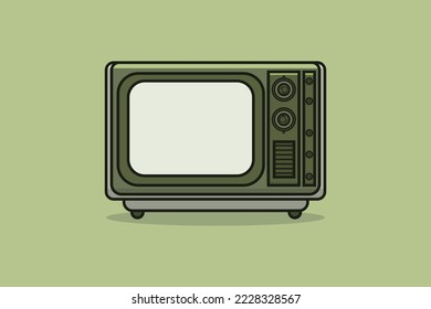 Vintage Retro Electronics Televisión ilustración vectorial. Concepto de icono de objetos de tecnología de vintage. Vista frontal del diseño vectorial de televisión sobre fondo verde.