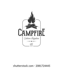vintage retro emblem badge campfire bonfire logo design
