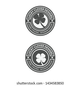 Vintage retro emblem badge logo of four leaf clover vector design