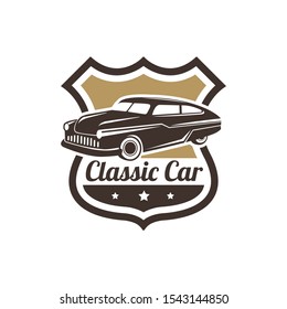 Vintage retro emblem sheriff shield and premium classic car logo on white background