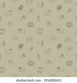 vintage vintage retro engraving style. zodiac sign and astrology. printing on gold foil