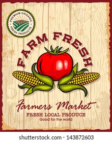 Vintage retro farm fresh poster design