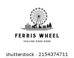 Vintage Retro Ferris Wheel with Fun Circus Park Logo Design Vector