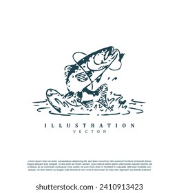 Vintage retro fishing sport logo design, Fishing mania logo for your brand or business