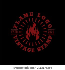 Vintage retro Flame Logo Stamp Design Inspiration