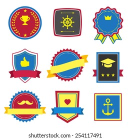 Vintage, retro flat badges, labels signs