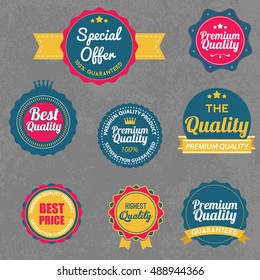 Vintage retro flat badges labels shopping discounts